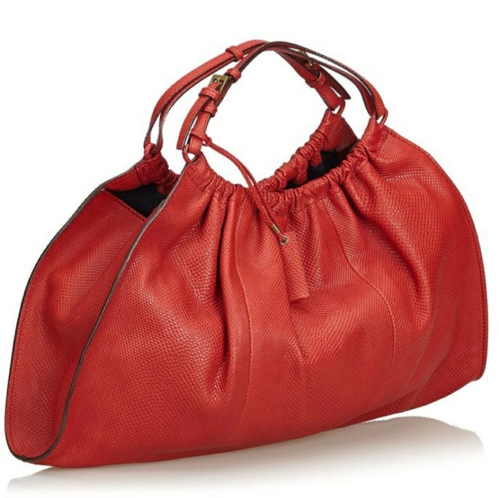 Gucci Red Lizard Baguette